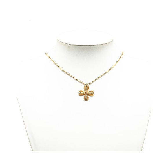 Pre Loved Chanel Flower Pendant Necklace Gold Blue Stones Women Costume Jewelry - Picture 4 of 4